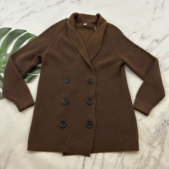 Margaret O'Leary Sweaters - Margaret O'Leary Womens Shawl Collar Cardigan Sweater Size XS Brown Chunky Knit